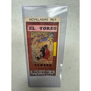 Vintage Original 1957 Bullfighting Ticket. El Toreo Sombra Tendido